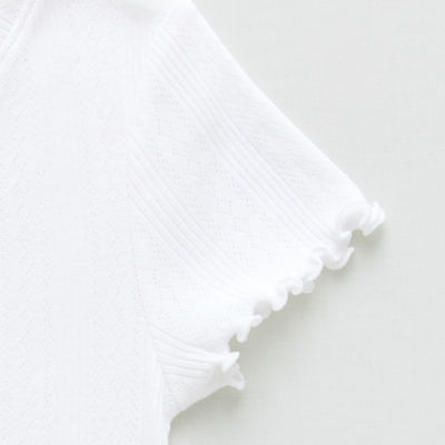 Thereabouts Rib Little & Big Kid Girls V Neck Short Sleeve T-Shirt