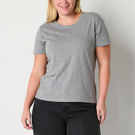 a.n.a Womens Crew Neck Short Sleeve T-Shirt, Large, Gray