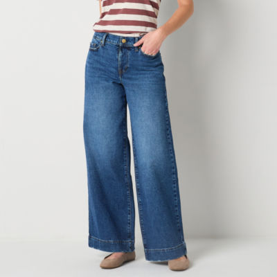 a.n.a Womens High Rise Easy-on + Easy-off Wide Leg Jean