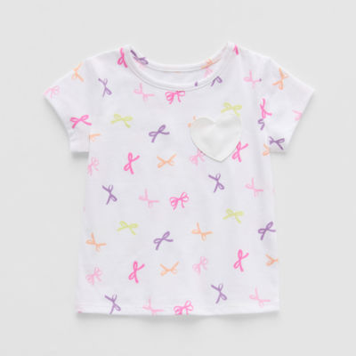 Okie Dokie Toddler & Little Girls Round Neck Short Sleeve Regular Fit Graphic T-Shirt