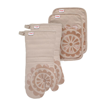 T-Fal Medallion 4-pc. Oven Mitt And Pot Holder Set, One Size, Brown