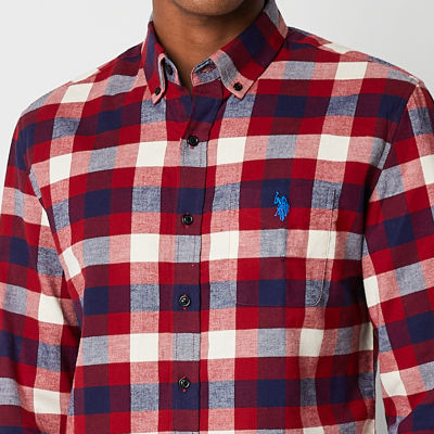 U.S. Polo Assn. Stretch Mens Classic Fit Long Sleeve Plaid Button-Down Shirt