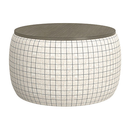 Home Point Loines Storage Geometric Ottoman, One Size, White