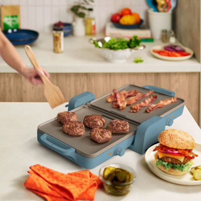 (beige) bella Fold & Store Dual Temp Griddle, Fits-anywhere kitchenware