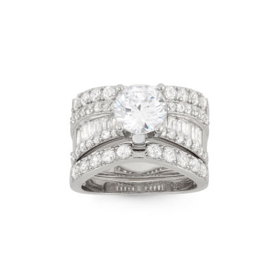 Womens 4 CT. Cubic Zirconia Sterling Silver Round Bridal Set