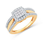 Womens 1/2 CT. T.W. Genuine White Diamond 10K Gold Cushion Engagement Ring