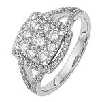 Womens 1 CT. T.W. Genuine White Diamond 14K White Gold Cushion Halo Engagement Ring