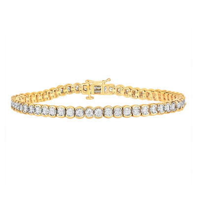 2 CT. T.W. Genuine White Diamond 10K Two Tone Gold Tennis Bracelet