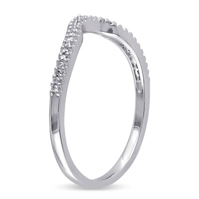 Womens 1/10 CT. T.W. Natural White Diamond Sterling Silver Curved Wedding Ring Enhancer