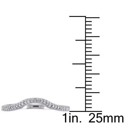 Womens 1/10 CT. T.W. Natural White Diamond Sterling Silver Curved Wedding Ring Enhancer