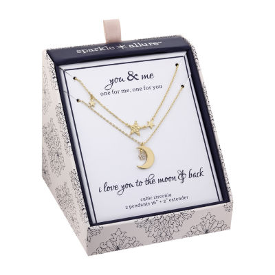Sparkle Allure You & Me Womens Cubic Zirconia Moon Star 2-pc. Necklace Set