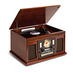 Victrola VTA-600B Wooden 8-in-1 Nostalgic Record Player with Bluetooth and USB Encoding