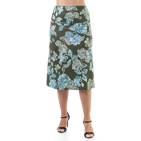  24/7 Comfort Apparel Womens Midi A-Line Skirt