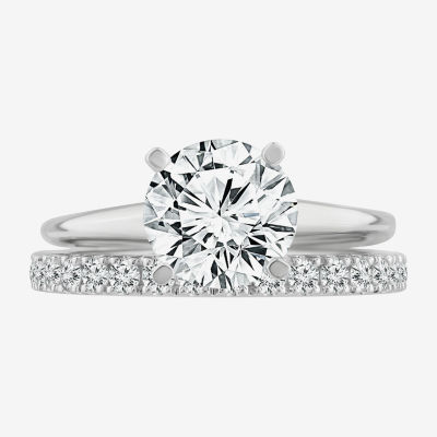 (H-I / SI2-I1) Womens 2 1/2 CT. T.W. Lab Grown White Diamond 10K or 14K Gold Round Solitaire Bridal Set