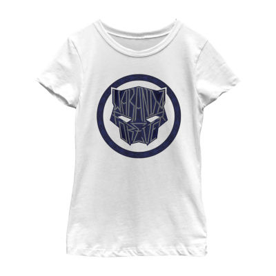 Little & Big Girls Crew Neck Short Sleeve Black Panther Graphic T-Shirt