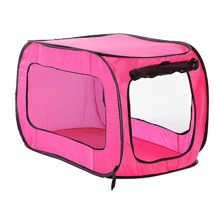 Beatrice Home Fashions Solid Pop Up Kennel Dog Crate, One Size, Pink