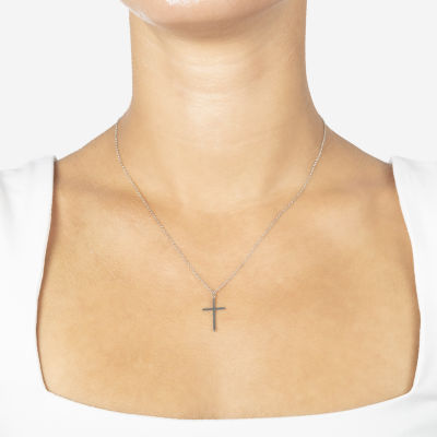 Silver Treasures Sterling Silver 16 Inch Cable Cross Pendant Necklace