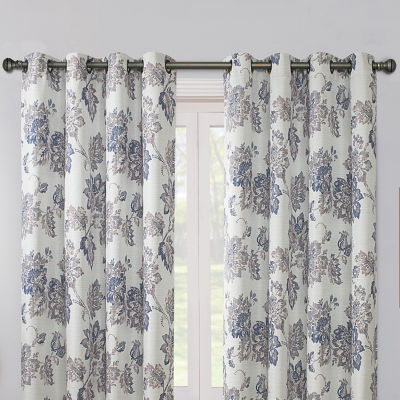 Max Blackout Prescott Print Grommet Top 100% Blackout Single Curtain Panel