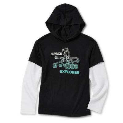 Thereabouts Little & Big Boys Hooded Long Sleeve Graphic T-Shirt