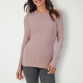 Cuddl Duds Womens Ultra Cozy Long Sleeve Crew Neck Top, Color: Mauve Shadow  Heath - JCPenney
