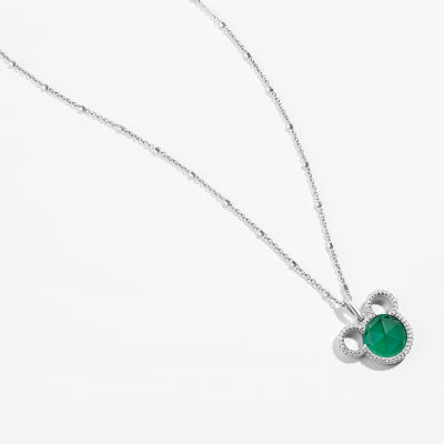 Disney Jewels Collection Womens 1/8 CT. T.W. Gemstone Sterling Silver Mickey Mouse Pendant Necklace