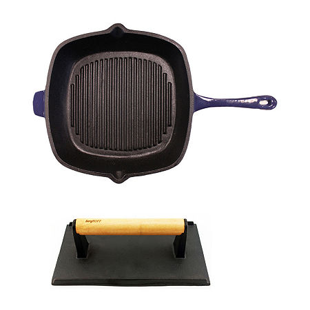 BergHOFF Neo Cast Iron Grill Pan And Bacon/Steak Press Set, One Size, Purple