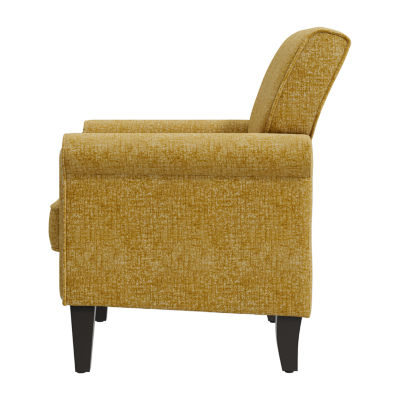 Jean Traditional Rolled Arm Accent Chair with Pewter Nailheads Chenille