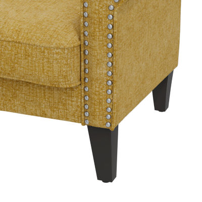 Jean Traditional Rolled Arm Accent Chair with Pewter Nailheads Chenille