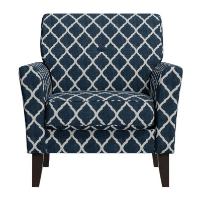 Alex Transitional Flared Arm Accent Chair Trellis Fabric