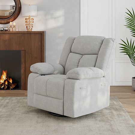 ProLounger Traditional Swivel Glider Recliner In Plush Velvet, One Size, Gray