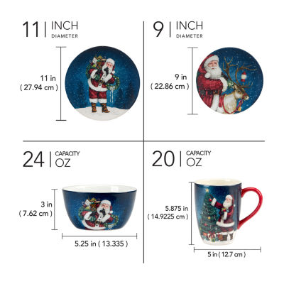 Certified International Santa'S Secret 16-pc. Earthenware Dinnerware Set