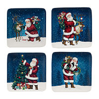 Certified International Santa'S Secret 4-pc. Earthenware Appetizer Plate, One Size, Blue