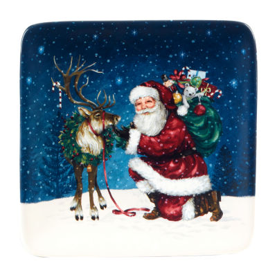 Certified International Santa'S Secret 4-pc. Earthenware Appetizer Plate