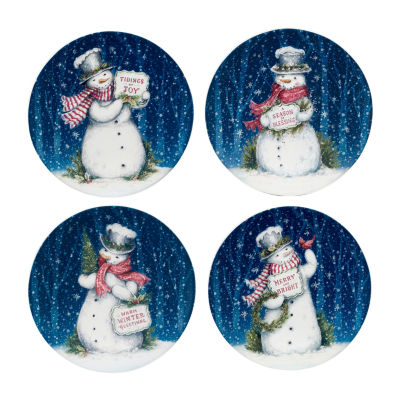 Certified International Snowman Greetings 4-pc. Dishwasher Safe Earthenware Dinner Plate