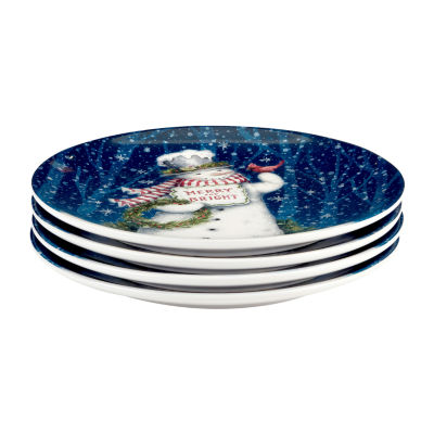 Certified International Snowman Greetings 4-pc. Dishwasher Safe Earthenware Dinner Plate