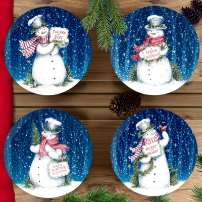 Certified International Snowman Greetings 4-pc. Dishwasher Safe Earthenware Dinner Plate