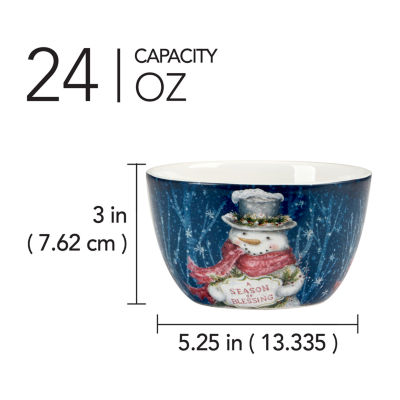 Certified International Snowman Greetings 4-pc. Dishwasher Safe Earthenware Ice Cream Bowl