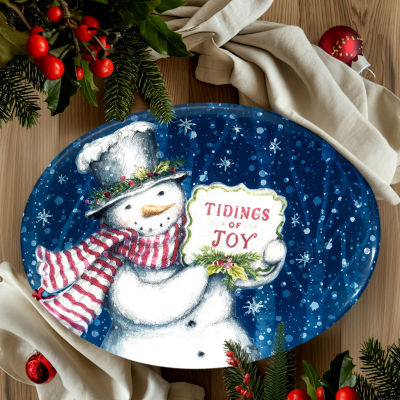 Certified International Snowman Greetings Serving Platter