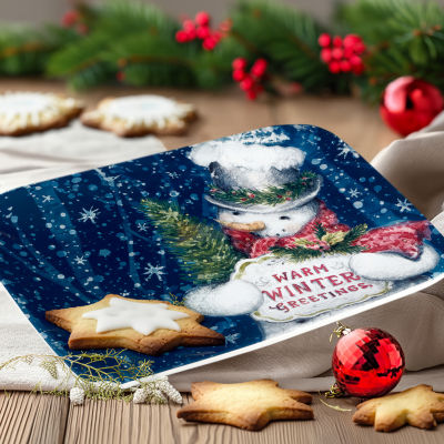 Certified International Snowman Greetings Serving Platter