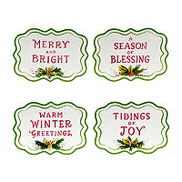 Certified International Snowman Greetings 4-pc. Earthenware Appetizer Plate, One Size, Blue