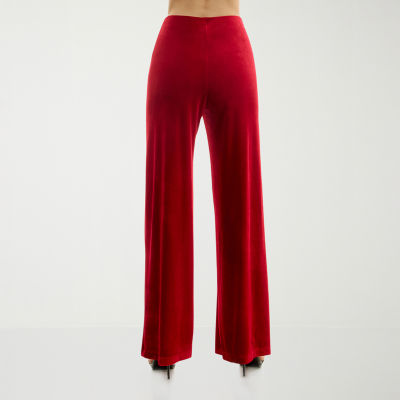 Premier Amour Velvet Womens Mid Rise Flare Pull-On Pants