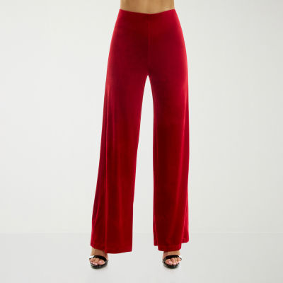 Premier Amour Velvet Womens Mid Rise Flare Pull-On Pants