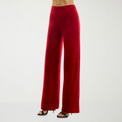 Premier Amour Velvet Womens Mid Rise Flare Pull-On Pants