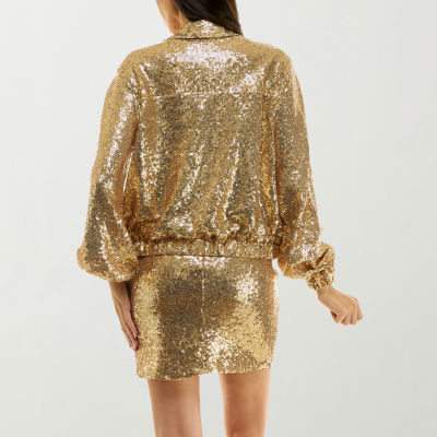 Premier Amour Sequin Womens Lightweight Bomber Jacket