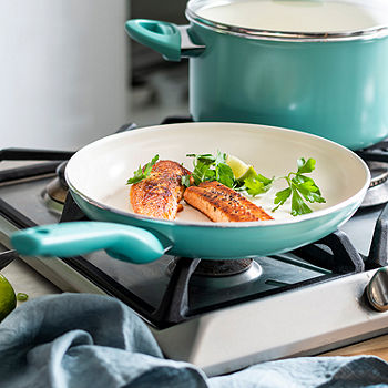  GreenPan Rio Healthy Ceramic Nonstick 8 and 10 Frying Pan  Skillet Set, PFAS-Free, Dishwasher Safe, Turquoise: Home & Kitchen