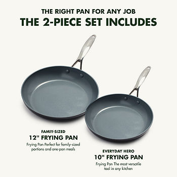 GreenPan Valencia Pro Magneto Ceramic Non-Stick 2-Piece Open Fry Pan Set,  10 & 12