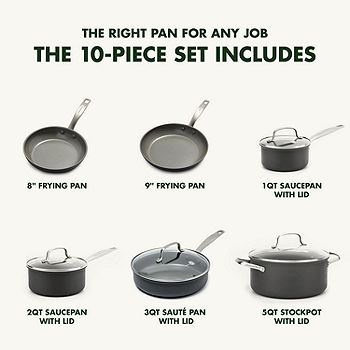 GreenPan Prime Midnight Healthy Ceramic Nonstick Cookware Pots and Pans Set 11 Piece Black