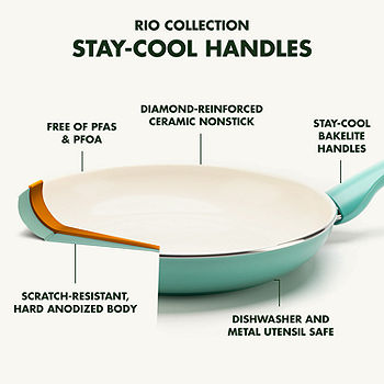  GreenPan Rio Healthy Ceramic Nonstick 16 Piece Cookware Pots  and Pans Set, PFAS-Free, Dishwasher Safe, Turquoise: Home & Kitchen