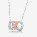 Limited Time Special! Womens 1/10 CT. T.W. Genuine Diamond 14K Rose Gold Over Silver Heart Infinity Pendant Necklace
