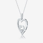 Limited Time Special! Womens Diamond Accent Genuine White Diamond Sterling Silver Heart Pendant Necklace